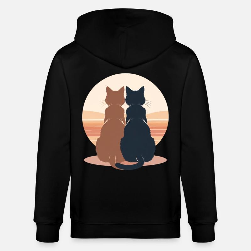 Deux chats au coucher du soleil - Veste à capuche bio CULTIVATOR Stanley/Stella Unisexe - noir
