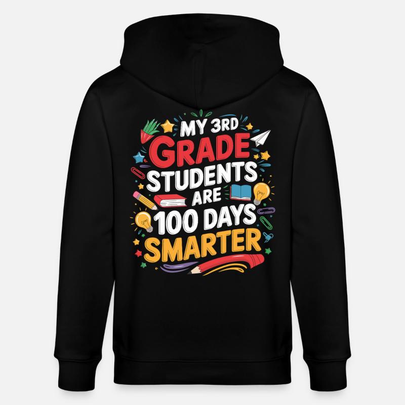 Third Class: 100 Days Smarter - Stanley/Stella CULTIVATOR  Unisex Organic Hooded Jacket - black