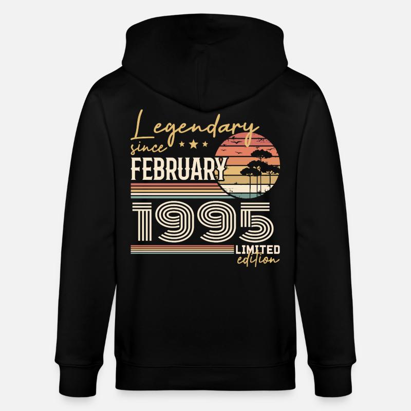 Février 1995 anniversaire 1995 légendes Février - Veste à capuche bio CULTIVATOR Stanley/Stella Unisexe - noir