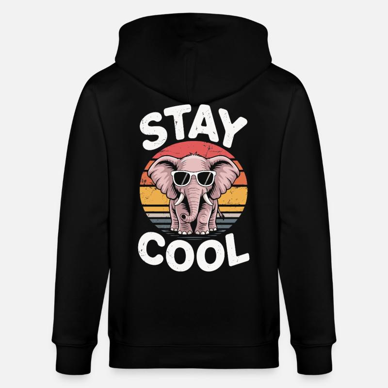 Stay Cool Elefant - Kinder Retro - Stanley/Stella Unisex Bio-Kapuzenjacke CULTIVATOR - Schwarz