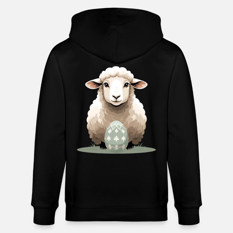 Cuddly lamb with Easter egg - Stanley/Stella CULTIVATOR  Unisex Organic Hooded Jacket - black