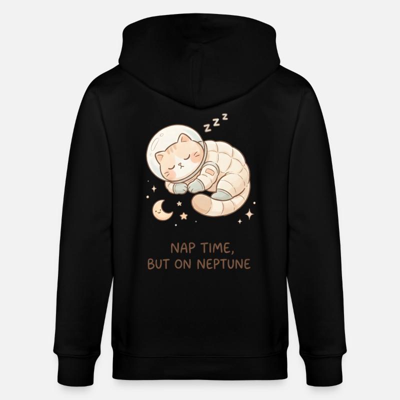 Nap Neptune | Chat de l’espace mignon - Veste à capuche bio CULTIVATOR Stanley/Stella Unisexe - noir