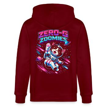 Null-G Zoomies | Astro Cat Space Humor - Stanley/Stella CULTIVATOR  Unisex Organic Hooded Jacket - burgundy - Back - Anna (173cm)