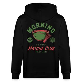 Morning Matcha Club Fresh Start Green Tea Matcha - Stanley/Stella Unisex Bio-Kapuzenjacke CULTIVATOR  - Schwarz - Hinten - Anna (173cm)