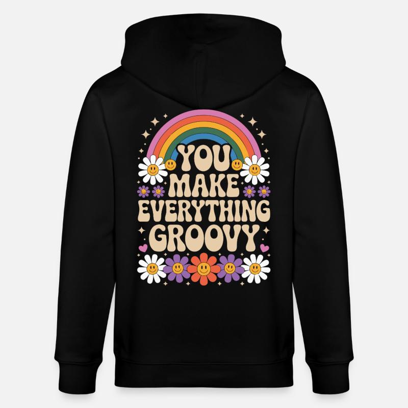 You Make Everything Groovy - Retro Rainbow - Stanley/Stella Unisex Bio-Kapuzenjacke CULTIVATOR  - Schwarz