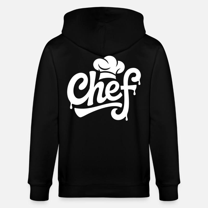Chef Graffiti Kitchen Logo - Stanley/Stella CULTIVATOR Unisex Organic Hooded Jacket - black