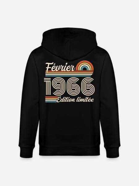 Nées en Février 1966 | 60ème Anniversaire - Veste à capuche bio CULTIVATOR Stanley/Stella Unisexe - noir