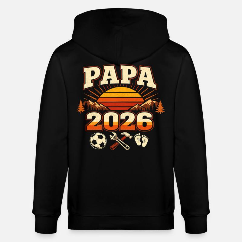 Papa 2026 Loading Geschenk Werdender Vater - Stanley/Stella Unisex Bio-Kapuzenjacke CULTIVATOR  - Schwarz
