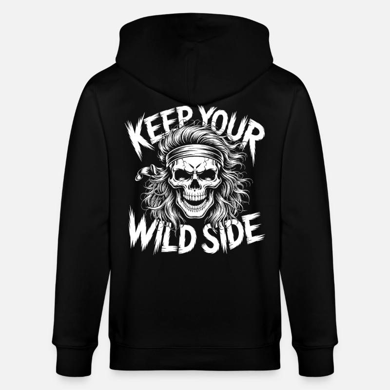 Conception du crâne du côté sauvage - Veste à capuche bio CULTIVATOR Stanley/Stella Unisexe - noir