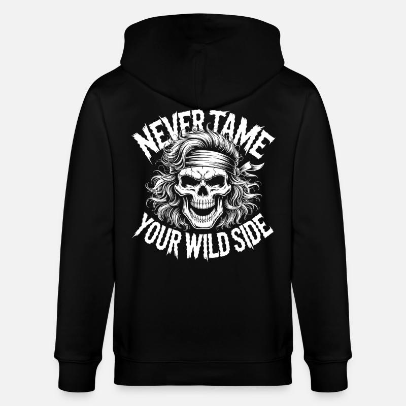 Wilde Seite Schädel-Design - Stanley/Stella Unisex Bio-Kapuzenjacke CULTIVATOR - Schwarz