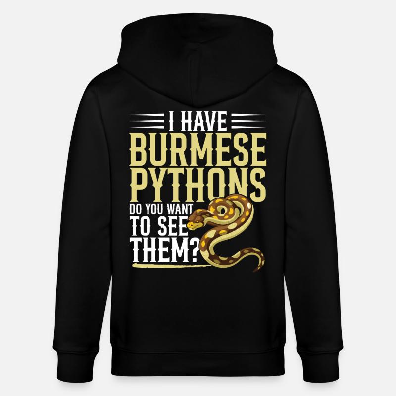Burmesische Python HDE Schlangen-Stofftier-Reptil - Stanley/Stella Unisex Bio-Kapuzenjacke CULTIVATOR  - Schwarz