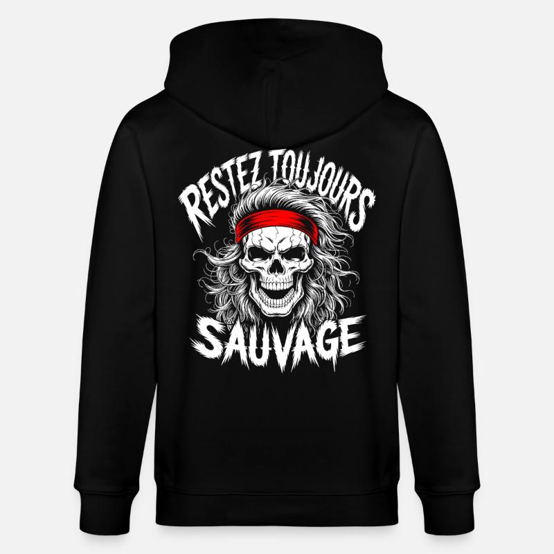 Restez Sauvage Toujours Skull - Veste à capuche bio CULTIVATOR Stanley/Stella Unisexe - noir