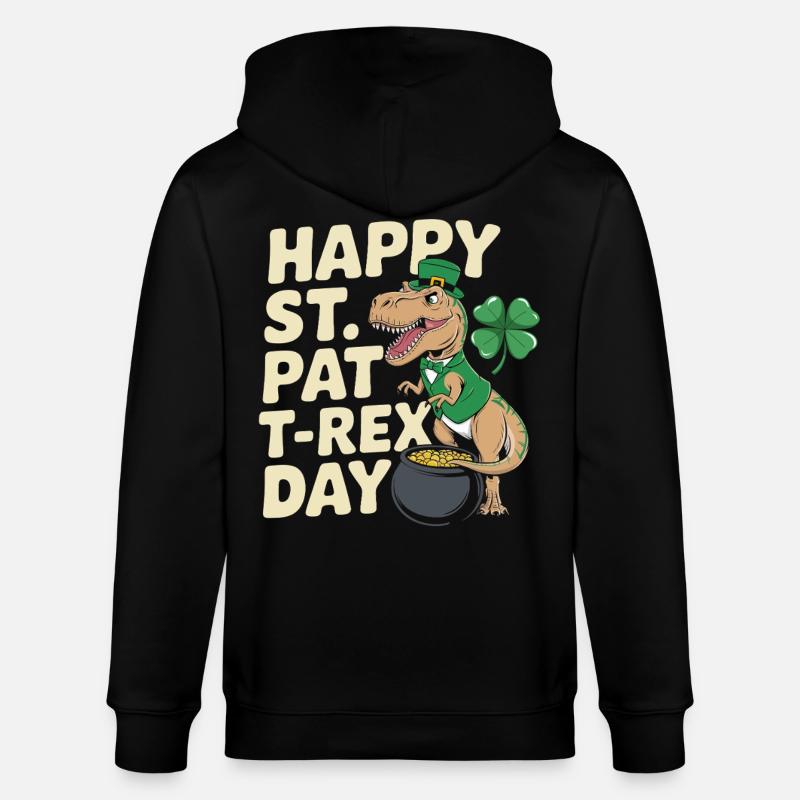 Dino Leprechaun St Patrick Day - Veste à capuche bio CULTIVATOR Stanley/Stella Unisexe - noir