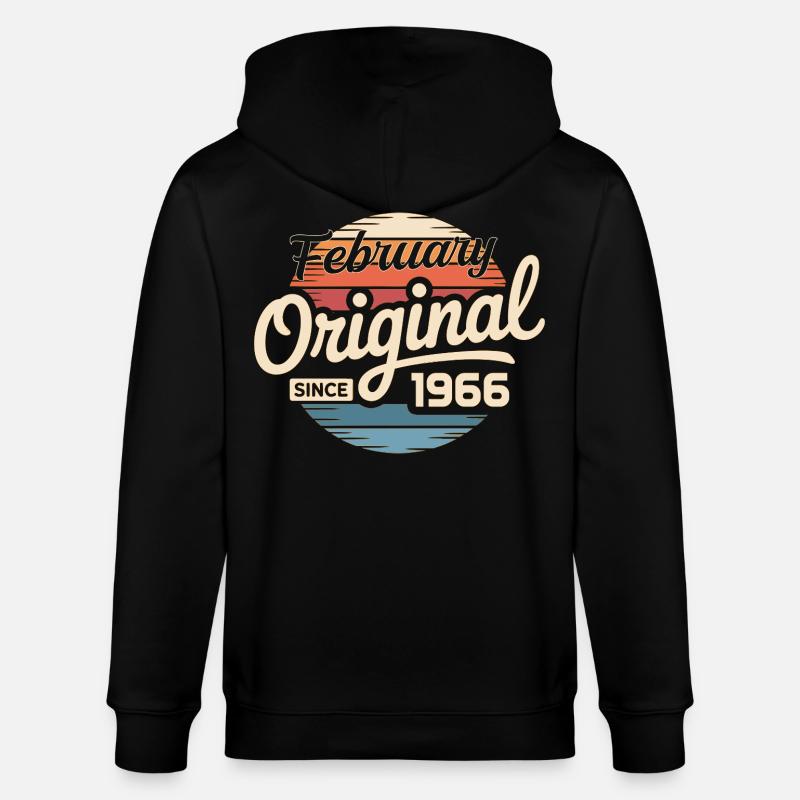 Février 1966 Cadeau d’anniversaire Février 1966 - Veste à capuche bio CULTIVATOR Stanley/Stella Unisexe - noir