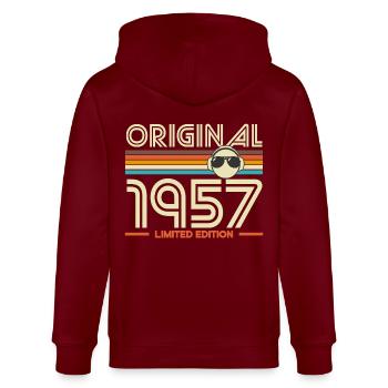 Originale limitierte Ausgabe von 1957 - Stanley/Stella Unisex Bio-Kapuzenjacke CULTIVATOR  - Burgunderrot - Hinten - Anna (173cm)