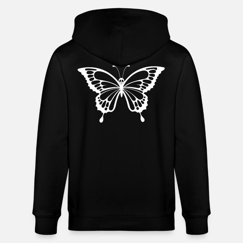 Crâne et papillon blanc - Veste à capuche bio CULTIVATOR Stanley/Stella Unisexe - noir