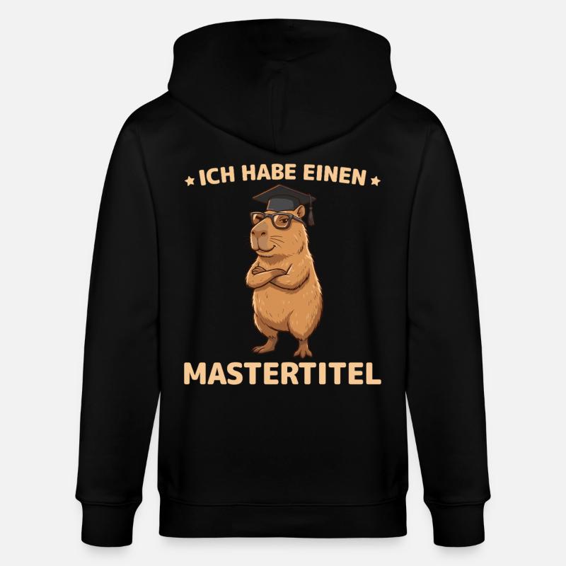 Master 2026 Capybara Bestandene Masterprüfung - Stanley/Stella Unisex Bio-Kapuzenjacke CULTIVATOR  - Schwarz