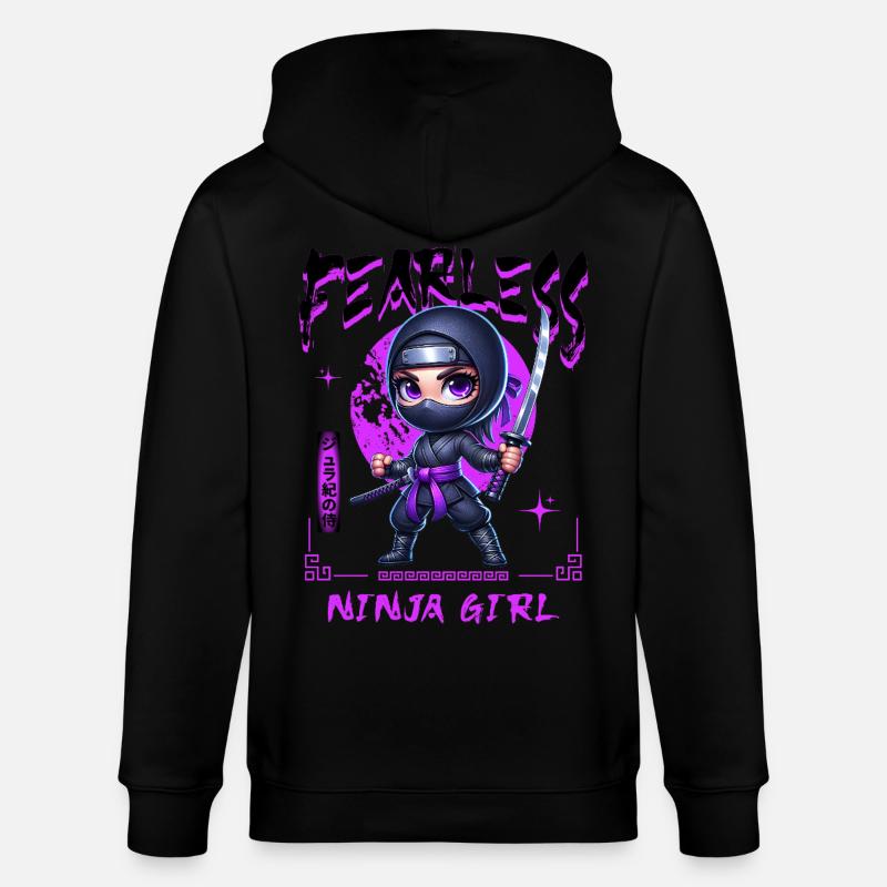 Ninja Mädchen Chibi mit Katana - Stanley/Stella Unisex Bio-Kapuzenjacke CULTIVATOR  - Schwarz