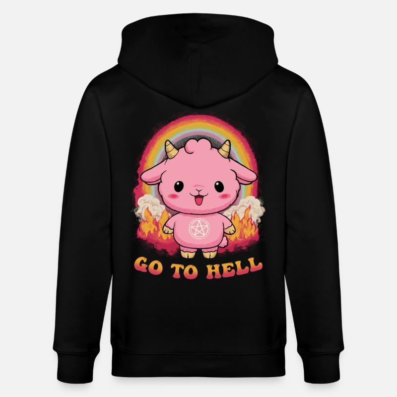 Pinkes Dämonchen mit Regenbogen - Stanley/Stella Unisex Bio-Kapuzenjacke CULTIVATOR  - Schwarz