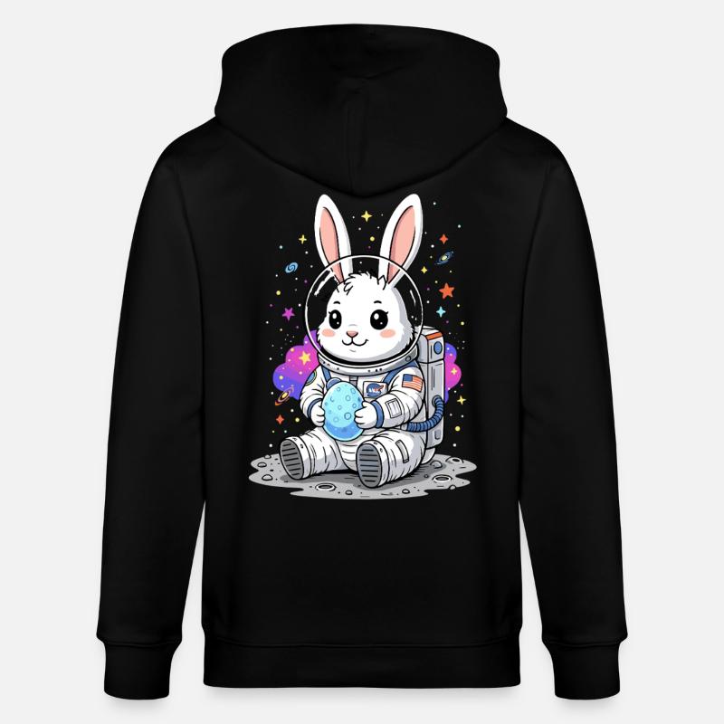 Lapin de Pâques astronaute Espace - Veste à capuche bio CULTIVATOR Stanley/Stella Unisexe - noir