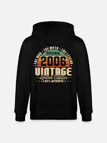 2006 Original Vintage Geburtstag Geschenk - Stanley/Stella Unisex Bio-Kapuzenjacke CULTIVATOR  - Schwarz
