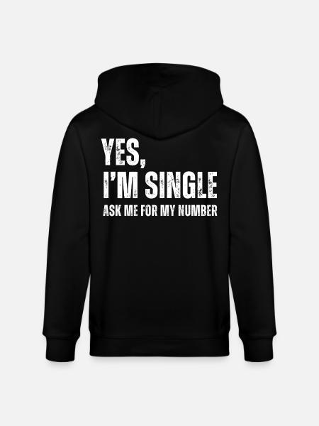 Ja, jeg er single, spørg mig om mit nummer, sjov dating - Stanley/Stella økologisk unisex-hættejakke CULTIVATOR  - sort