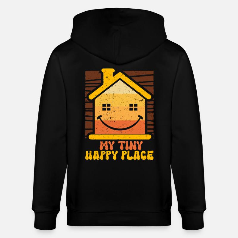 Tiny House My Tiny Happy Place - Stanley/Stella CULTIVATOR  Unisex Organic Hooded Jacket - black
