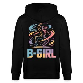B-Girl Breakdance Streetstyle Retro Design - Stanley/Stella Unisex Bio-Kapuzenjacke CULTIVATOR  - Schwarz - Hinten - Anna (173cm)