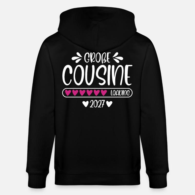 Große Cousine 2027 loading Herzchen Ladebalken - Stanley/Stella Unisex Bio-Kapuzenjacke CULTIVATOR  - Schwarz