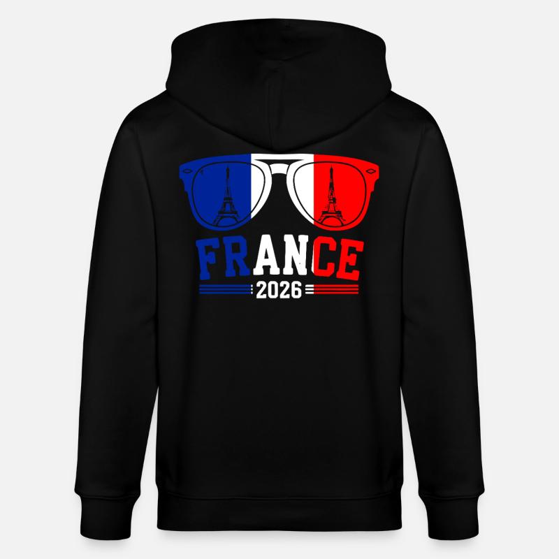 Frankreich 2026 Eiffelturm Brille - Stanley/Stella Unisex Bio-Kapuzenjacke CULTIVATOR  - Schwarz