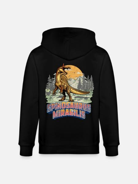 Spinosaurus Mirabilis Retro New Dinosaur - Stanley/Stella CULTIVATOR Unisex Organic Hooded Jacket - black
