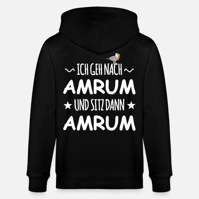 Amrum mit Schnaps Möwe - Stanley/Stella Unisex Bio-Kapuzenjacke CULTIVATOR  - Schwarz