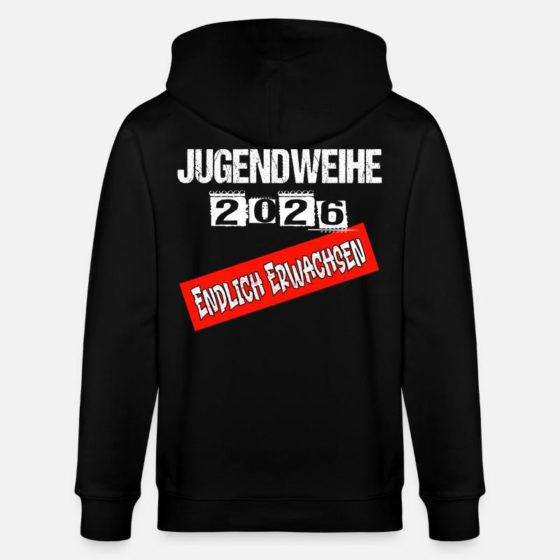 Jugendweihe - Jugendweihe 2026 - Stanley/Stella Unisex Bio-Kapuzenjacke CULTIVATOR  - Schwarz