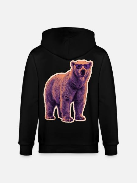 Summer Polar Bear Sunglasses - Stanley/Stella CULTIVATOR  Unisex Organic Hooded Jacket - black