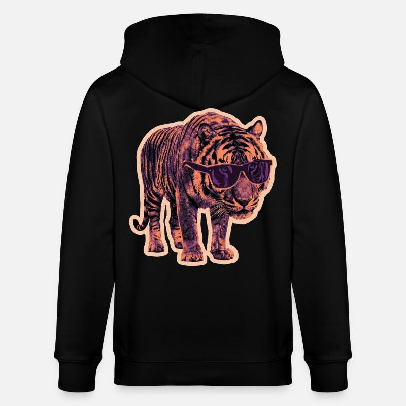Tiger Sonnenbrille Risographie - Stanley/Stella Unisex Bio-Kapuzenjacke CULTIVATOR  - Schwarz