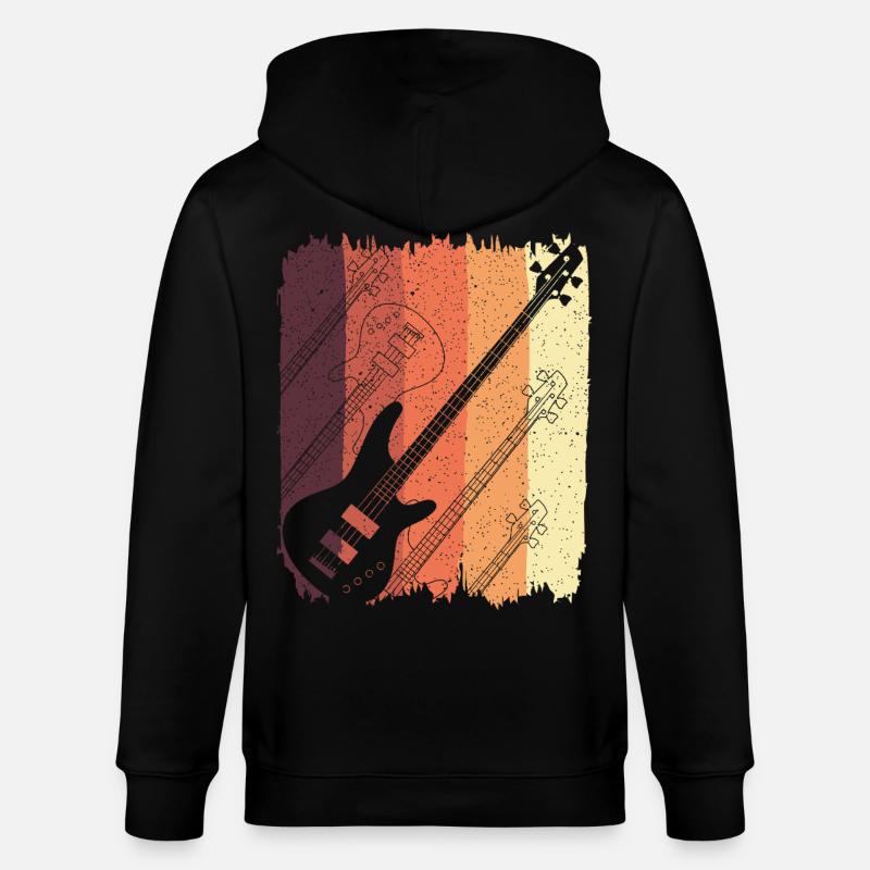 Retro-Gitarre Sunset Stripes - Stanley/Stella Unisex Bio-Kapuzenjacke CULTIVATOR  - Schwarz