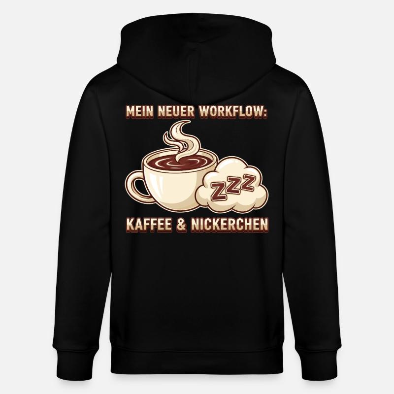 Kaffee Nickerchen Workflow - Stanley/Stella Unisex Bio-Kapuzenjacke CULTIVATOR  - Schwarz