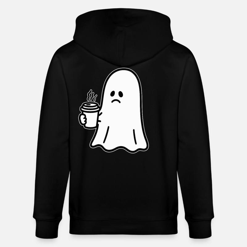 Geist Kaffee Halloween Süßes oder Saures - Stanley/Stella Unisex Bio-Kapuzenjacke CULTIVATOR  - Schwarz