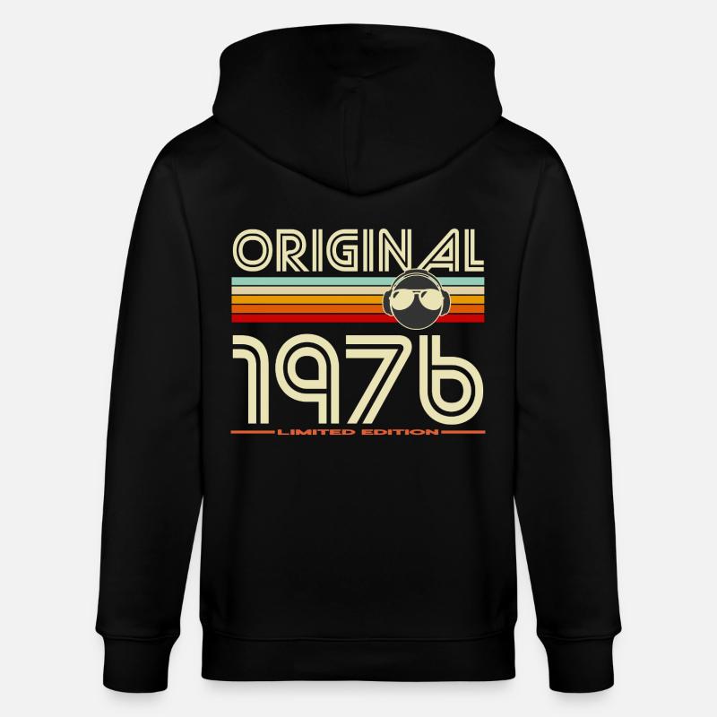 Originale Retro-Kopfhörer von 1976 - Stanley/Stella Unisex Bio-Kapuzenjacke CULTIVATOR  - Schwarz