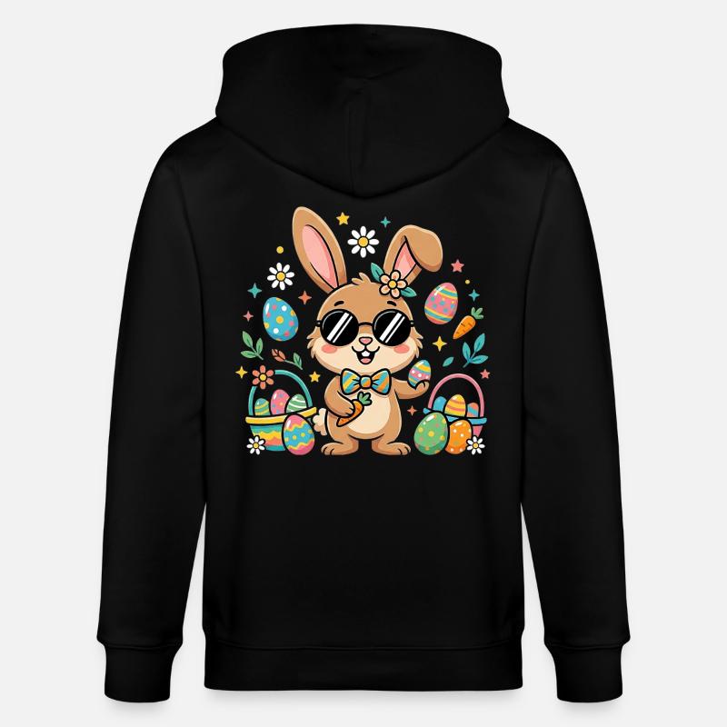 Joyeuses Pâques, Cool Bunny - Veste à capuche bio CULTIVATOR Stanley/Stella Unisexe - noir