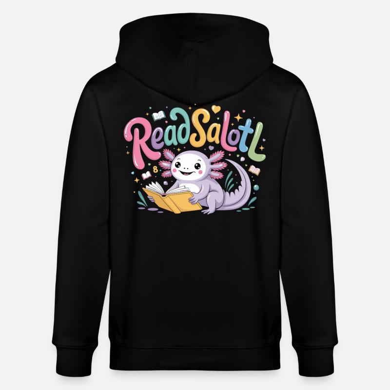 Axolotl Reader T-Shirt ReadSalotl Book - Veste à capuche bio CULTIVATOR Stanley/Stella Unisexe - noir