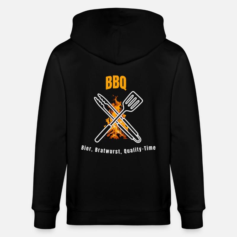 BBQ Bier Bratwurst Quality Time - Stanley/Stella Unisex Bio-Kapuzenjacke CULTIVATOR  - Schwarz