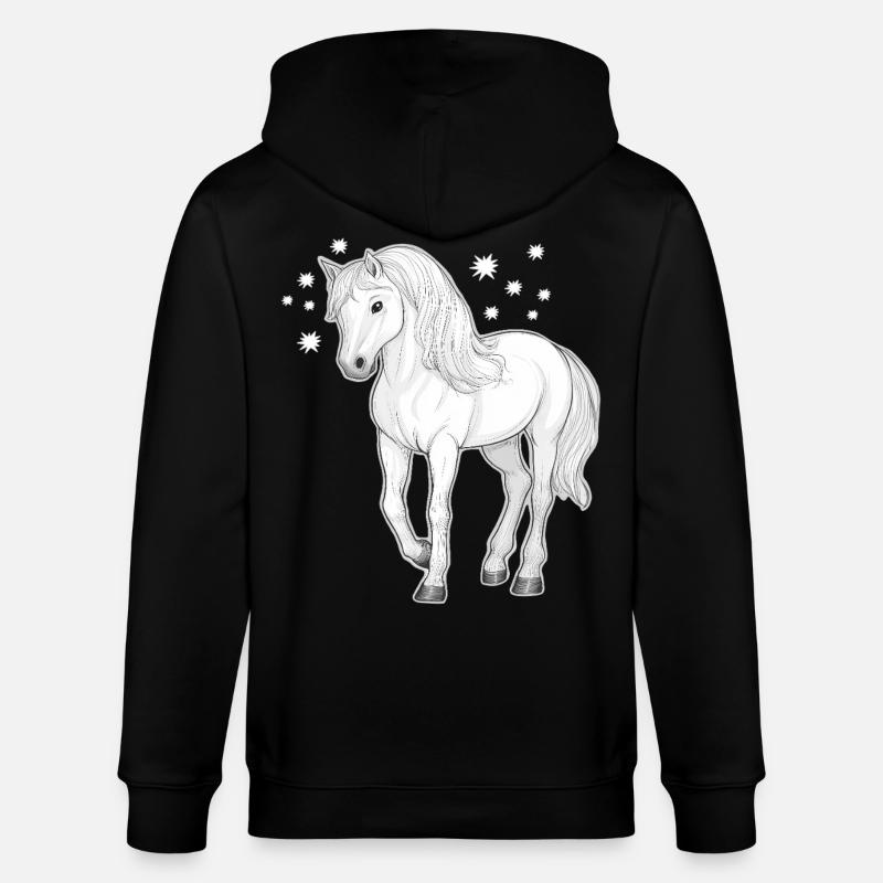 Pferd mit Sternen - Stanley/Stella Unisex Bio-Kapuzenjacke CULTIVATOR  - Schwarz
