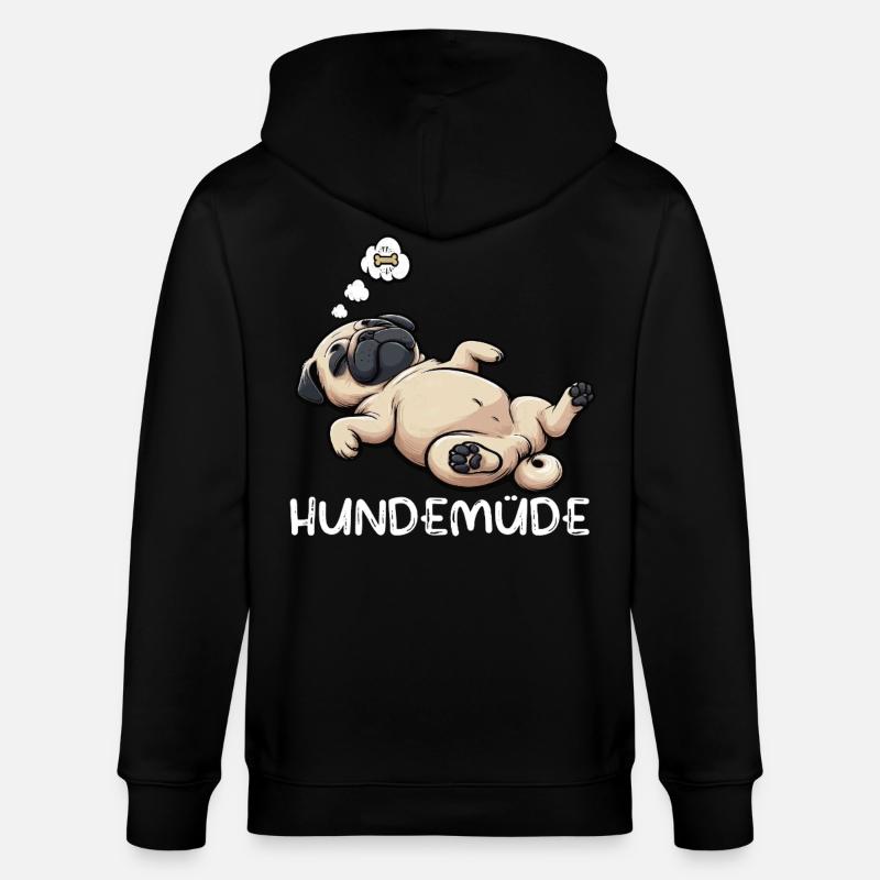 Hundemüde Mops Möpse Mopsbesitzer Mopsliebhaber - Stanley/Stella Unisex Bio-Kapuzenjacke CULTIVATOR - Schwarz