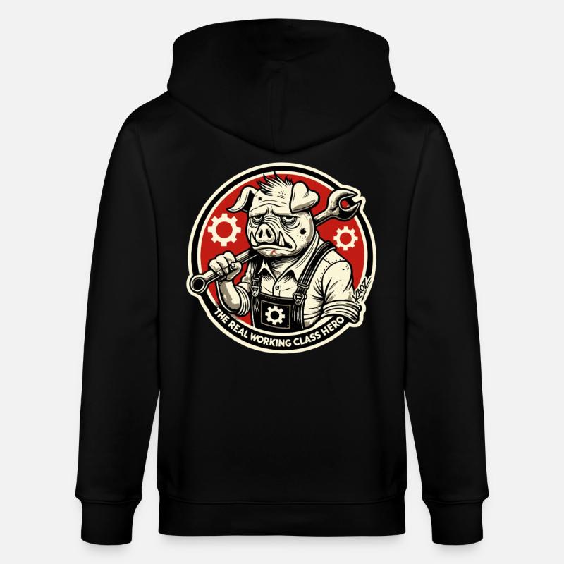 Echtes Heldenschwein der Arbeiterklasse - Stanley/Stella Unisex Bio-Kapuzenjacke CULTIVATOR  - Schwarz