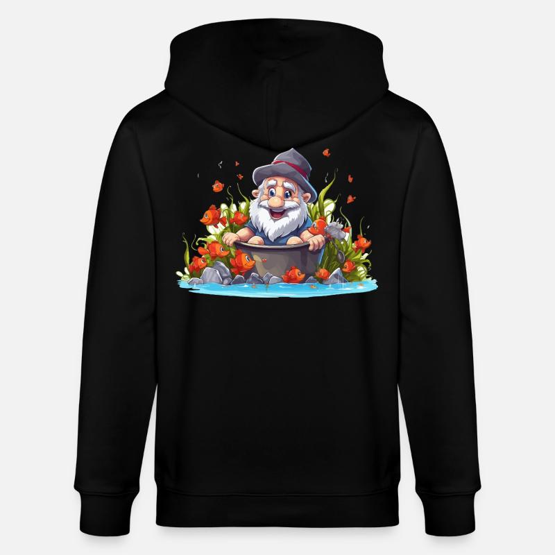 Gnom im Badetopf am Teich - Stanley/Stella Unisex Bio-Kapuzenjacke CULTIVATOR  - Schwarz