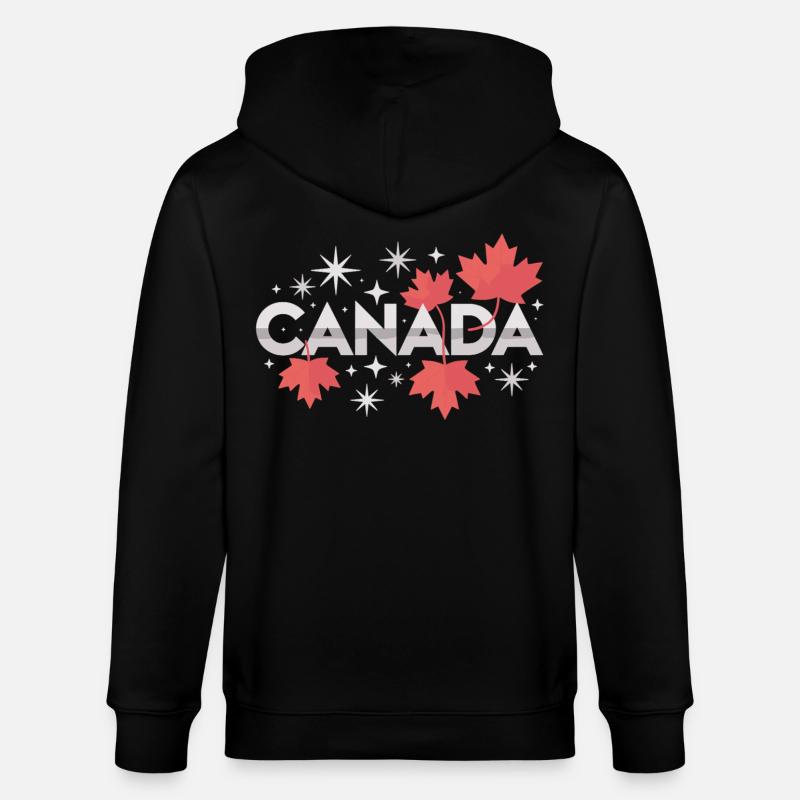 Canada Maple Leaf Gift Idea - Stanley/Stella CULTIVATOR  Unisex Organic Hooded Jacket - black