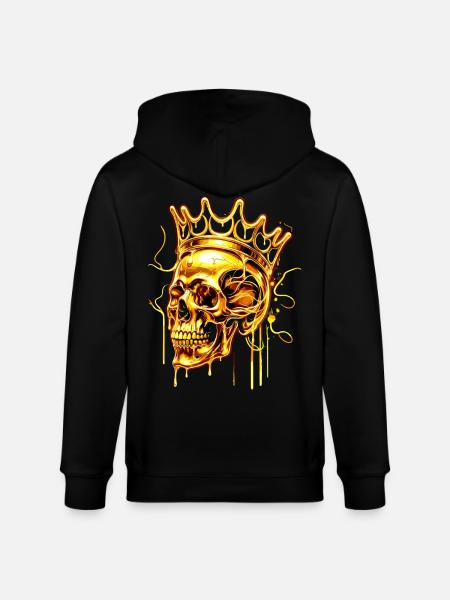 Golden Melting Skull Crown - Stanley/Stella CULTIVATOR  Unisex Organic Hooded Jacket - black