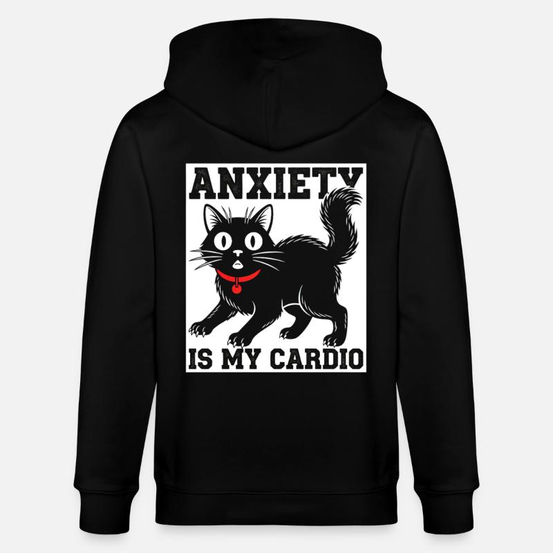 L’anxiété, c’est mon chat cardio - Veste à capuche bio CULTIVATOR Stanley/Stella Unisexe - noir