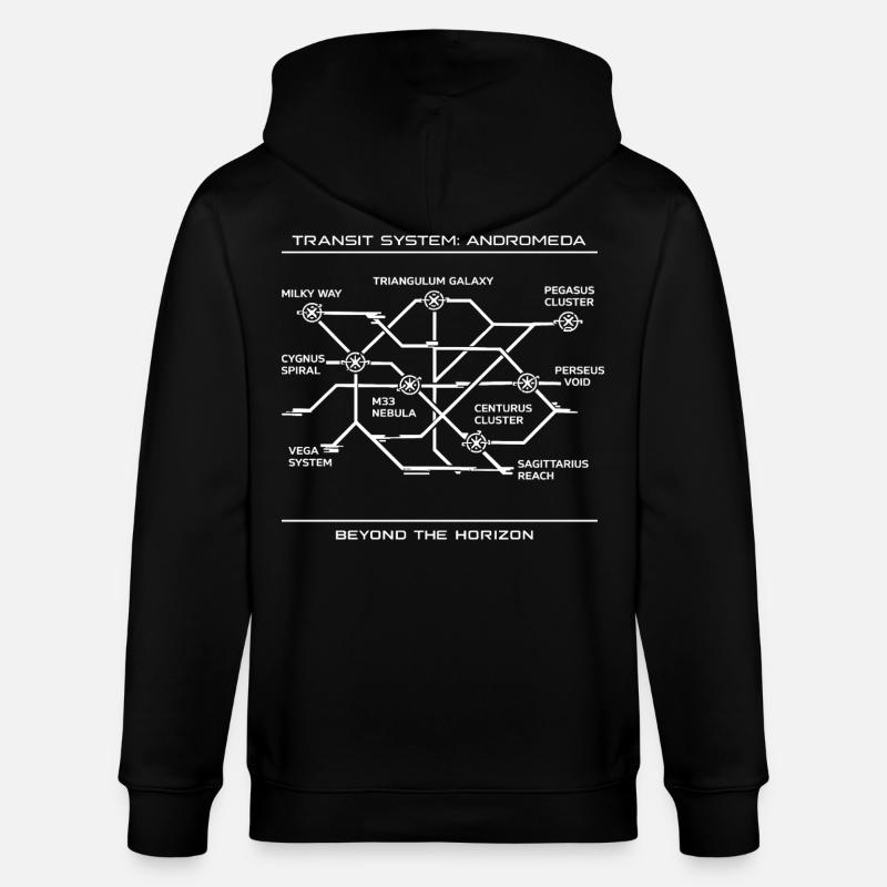 Andromeda Galactic Transit Network - Stanley/Stella CULTIVATOR  Unisex Organic Hooded Jacket - black